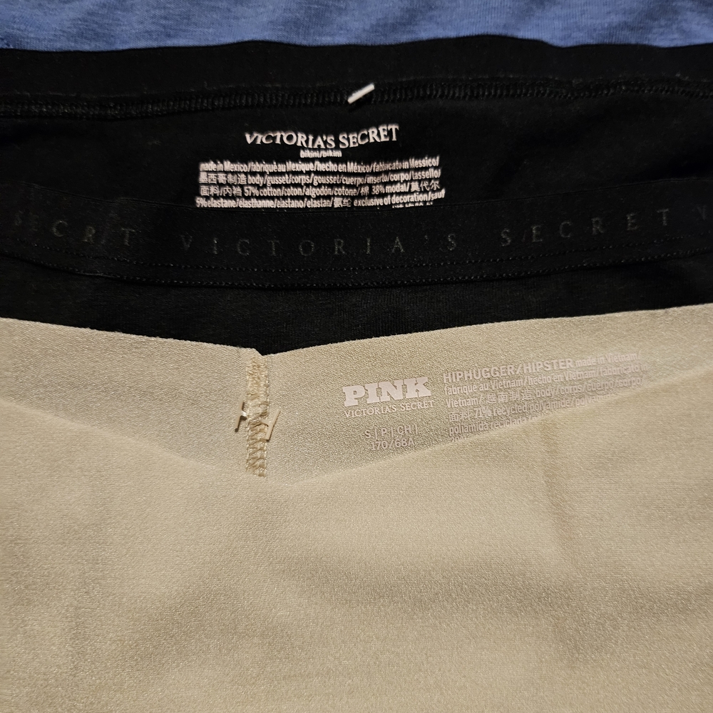 Victoria's Secret Beige Hip Hugger Panties, And 2 cotton Bikini Style Panties, S